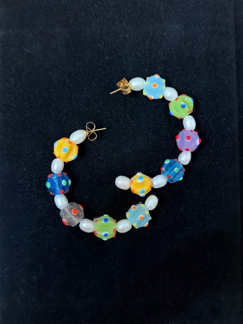 Brinker + Eliza Glass Bead & Pearl Hoop Earrings